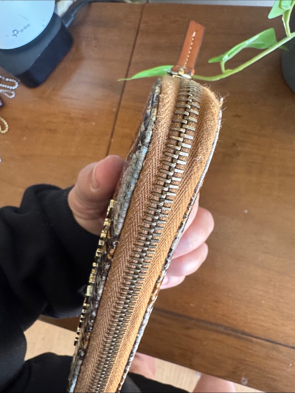 Dooney & Bourke Blue, Brown & Cream Snake-Print Zip Wallet - Picture 8 of 9